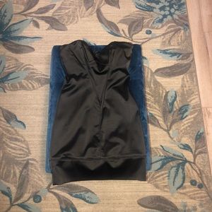 Strapless black mini dress